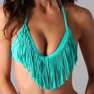 👙L*Space Audrey Fringe Halter Bikini Top